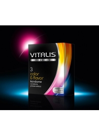 Цветные ароматизированные презервативы VITALIS PREMIUM color   flavor - 3 шт. - Vitalis - купить с доставкой в Москве