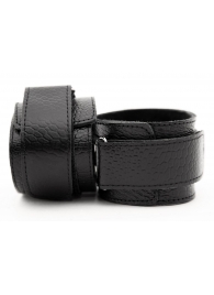Чёрные кожаные наручники - БДСМ Арсенал - купить с доставкой в Москве