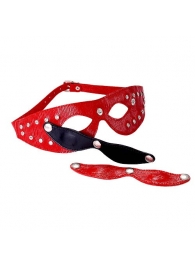 Красная кожаная маска со съёмными шорами - Sitabella - купить с доставкой в Москве