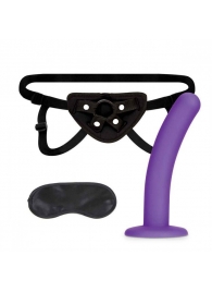 Фиолетовый поясной фаллоимитатор Strap on Harness   5in Dildo Set - 12,25 см. - Lux Fetish - купить с доставкой в Москве