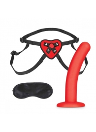 Красный поясной фаллоимитатор Red Heart Strap on Harness   5in Dildo Set - 12,25 см. - Lux Fetish - купить с доставкой #SOTBIT_REGIONS_UF_V_REGION_NAME#