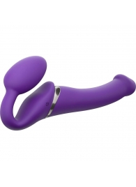 Фиолетовый безремневой вибрострапон Silicone Bendable Strap-On - size M - Strap-on-me - купить с доставкой в Москве
