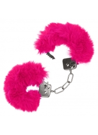 Металлические наручники с розовым мехом Ultra Fluffy Furry Cuffs - California Exotic Novelties - купить с доставкой в Москве
