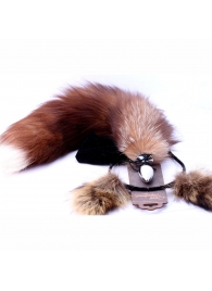 Игровой комплект: серебристая анальная пробка с пушистым хвостом и ободок-ушки - Crazy Handmade - купить с доставкой в Москве