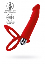 Красная насадка на пенис для двойного проникновения - 19 см. - ToyFa - купить с доставкой в Москве
