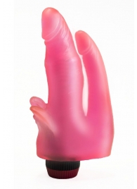 Двойной анально-вагинальный вибромассажёр с лепестками - 17 см. - LOVETOY (А-Полимер)