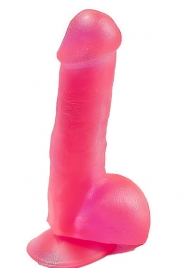 Розовый фаллоимитатор с мошонкой - 17,8 см. - LOVETOY (А-Полимер)