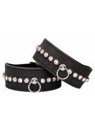 Черные наручники Diamond Studded Wrist Cuffs - Shots Media BV - купить с доставкой в Москве