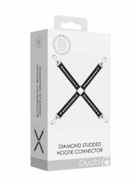 Черный крестообразный фиксатор Diamond Studded Hogtie - Shots Media BV - купить с доставкой в Москве