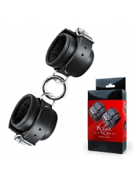 Черные широкие кожаные наручники - Notabu - купить с доставкой в Москве