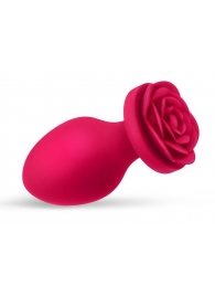 Малиновая анальная втулка с основанием-розой - 7 см. - Bior toys