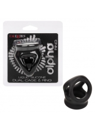 Черное тройное эрекционное кольцо Alpha Liquid Silicone Dual Cage   Ring - California Exotic Novelties - в Москве купить с доставкой