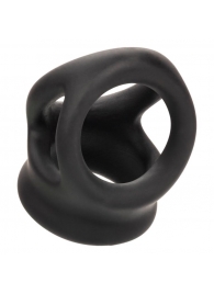 Черное тройное эрекционное кольцо Alpha Liquid Silicone Dual Cage   Ring - California Exotic Novelties - в Москве купить с доставкой