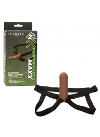 Коричневый фаллопротез из силикона Extension with Harness - 15,75 см. - California Exotic Novelties - купить с доставкой в Москве