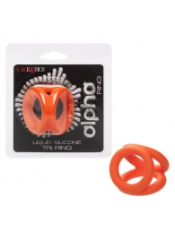 Оранжевое тройное эрекционное кольцо Liquid Silicone Tri-Ring - California Exotic Novelties - в Москве купить с доставкой