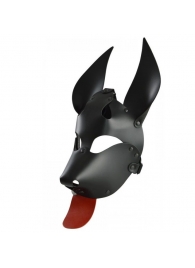 Черная кожаная маска  Дог  с красным языком - Sitabella - купить с доставкой в Москве