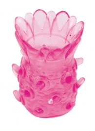 Розовая рельефная насадка на пенис - Toyfa Basic - в Москве купить с доставкой