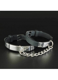 Черные силиконовые наручники с серебристой цепочкой - Sitabella - купить с доставкой в Москве