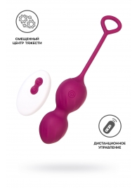 Бордовые вагинальные шарики Moussy с вибрацией и пультом ДУ - ToyFa