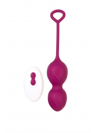 Бордовые вагинальные шарики Moussy с вибрацией и пультом ДУ - ToyFa
