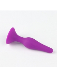 Фиолетовая коническая силиконовая анальная пробка Soft - 10,5 см. - Сима-Ленд