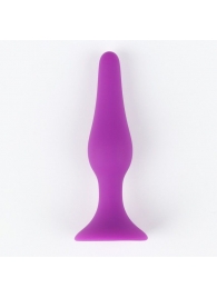Фиолетовая коническая силиконовая анальная пробка Soft - 10,5 см. - Сима-Ленд