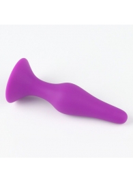 Фиолетовая коническая силиконовая анальная пробка Soft - 13 см. - Сима-Ленд