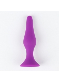 Фиолетовая коническая силиконовая анальная пробка Soft - 13 см. - Сима-Ленд