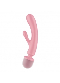Розовый двусторонний вибромассажер Triple Lover - 23,7 см. - Satisfyer