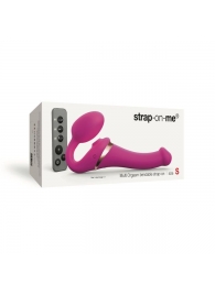 Ярко-розовый безремневой страпон Multi Orgasm Size S с клиторальной стимуляцией - Strap-on-me - купить с доставкой в Москве