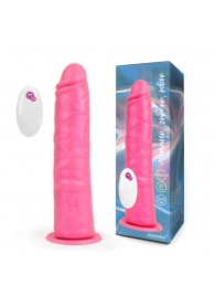 Розовый вибратор-реалистик с пультом ДУ - 22 см. - Bior toys