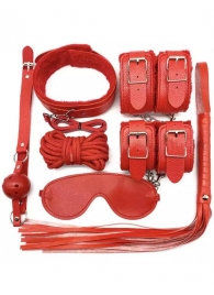 Большой БДСМ-набор из 7 предметов в красном цвете - Eroticon - купить с доставкой в Москве