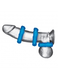 Комплект из трех голубых эрекционных колец 3-Pack Ribbed Rider Cock Ring Set - BlueLine - в Москве купить с доставкой