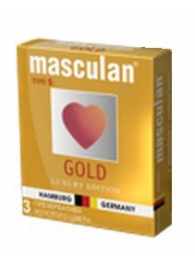 Презервативы Masculan Ultra Gold с золотым напылением и ароматом ванили - 3 шт. - Masculan - купить с доставкой #SOTBIT_REGIONS_UF_V_REGION_NAME#