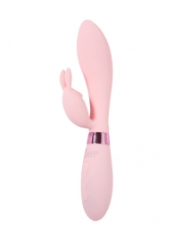 Нежно-розовый вибратор-кролик с независимыми моторчиками Indeep Theona - 21,5 см. - Indeep