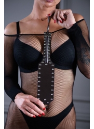 Коричневая шлепалка Sex Game с заклепками - 33 см. - БДСМ Арсенал - купить с доставкой в Москве