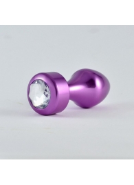 Фиолетовая алюминиевая втулка с прозрачным кристаллом - 8,1 см. - Lovetoy - купить с доставкой в Москве