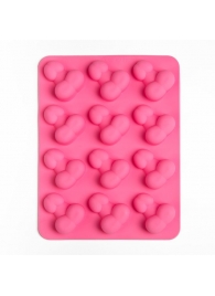 Ярко-розовая силиконовая форма для льда с фаллосами - Сима-Ленд - купить с доставкой в Москве