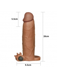 Коричневая насадка на пенис Add 3 Pleasure X Tender Vibrating Penis Sleeve с вибропулей - 20 см. - Lovetoy - в Москве купить с доставкой