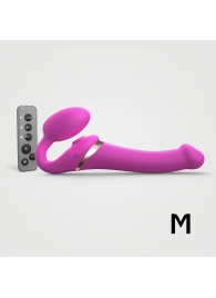 Ярко-розовый безремневой страпон Multi Orgasm Size M с клиторальной стимуляцией - Strap-on-me - купить с доставкой в Москве