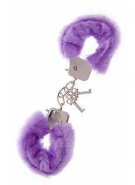 Фиолетовые меховые наручники METAL HANDCUFF WITH PLUSH LAVENDER - Dream Toys - купить с доставкой в Москве