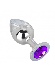 Большой плаг из стали с фиолетовым кристаллом Violet Dream - 9,5 см. - Erotic Fantasy - купить с доставкой в Москве