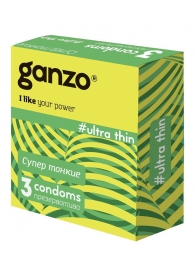 Ультратонкие презервативы Ganzo Ultra thin - 3 шт. - Ganzo - купить с доставкой в Москве