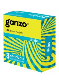 Презервативы с ребристой структурой Ganzo Ribs - 3 шт. - Ganzo - купить с доставкой в Москве