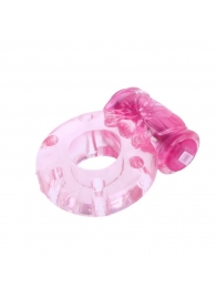 Розовое эрекционное кольцо с бабочкой на вибропуле - Baile - в Москве купить с доставкой
