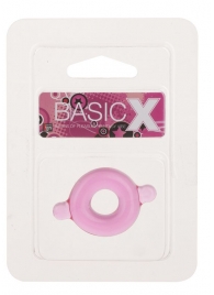 Розовое эрекционное кольцо с ушками для удобства надевания BASICX TPR COCKRING PINK - Dream Toys - в Москве купить с доставкой