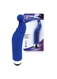 Синий вибратор с загнутой головкой-шаром для G-стимуляции - 17,8 см. - Dream Toys