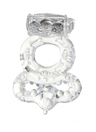 Прозрачное эрекционное кольцо с вибратором  и подхватом - Toyfa Basic - в Москве купить с доставкой