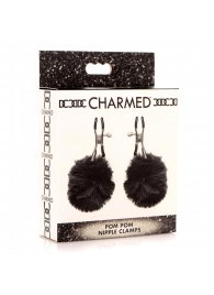 Зажимы для сосков с черным помпонами Pom Pom Nipple Clamps - XR Brands - купить с доставкой #SOTBIT_REGIONS_UF_V_REGION_NAME#