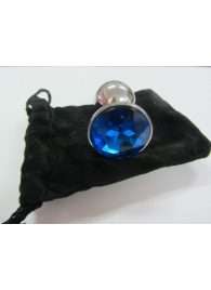 Анальное украшение BUTT PLUG  Small с синим кристаллом - 7 см. - Anal Jewelry Plug - купить с доставкой в Москве